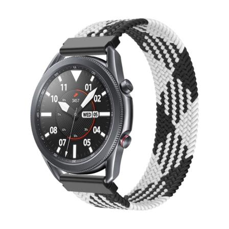 Samsung Galaxy Watch 3 (45 mm) elastisk nylon-urrem - Sort / Hvid Størrelse: Xl White