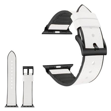 Apple Watch Series 4 40mm kestävä nahkainen ranneke - Valkoinen White
