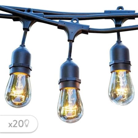 Utendørs lyslenke - LUMISKY - MAFY 20 LYS - 10 m - 20 vintage lyspærer - E27 - varmhvit LED{yh}