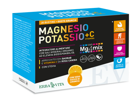 Erba Vita Magnesio E Potassio+Vitamina C Gusto Arancia 20 Bustine