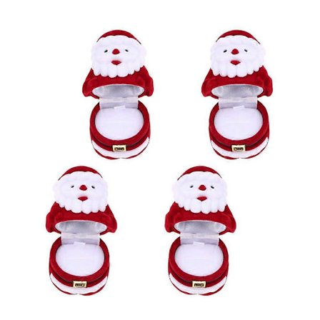 4 stk. Klassisk Tradisjonell Julenisse Oppbevaringsboks Bedårende Øredobber Ring Halskjede Smykker Gaver Etui [DB]