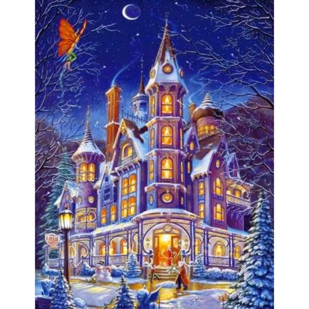 30x40cm 5D DIY Diamantmaleri Full, Vinter Slott Serie#G, DIY Diamant Rhinestone