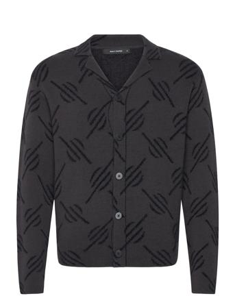 Kirabo Monogram Knit Cardigan Tops Knitwear Cardigans Black Daily Paper
