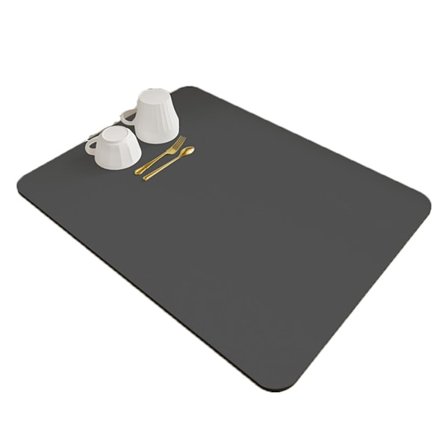 Superabsorberende køkkenafløbsmåtte - 40 x 30 cm afløbsmåtte - skridsikker grå absorptionsmåtte - køkkenafløbsmåtte - sort