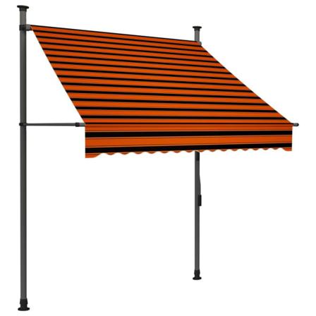 Vidaxl Markis Manuellt Infällbar Med Led 150 Cm Orange Och Brun Multifärg