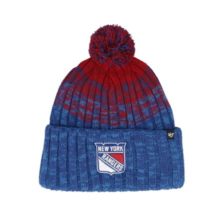 47 Brand - Azul Beanie - New York Rangers Cascade 47 Cuff Knit Beanie Royal/Red Pom @ Hatstore