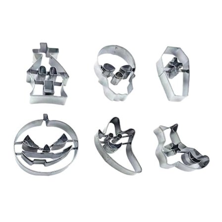 6-pakning Halloween Pepperkakeformer i Rustfritt Stål - Enkle å Løsne, DIY Gresskar, Spøkelse, Hodeskalle, Kakeformer, Bakverk, Kjøkkenredskaper