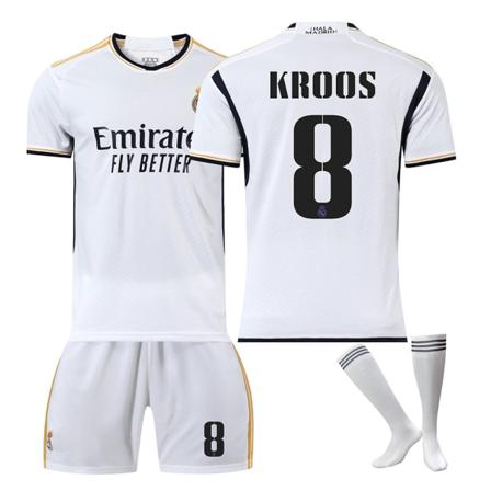 23 Real Madrid Hjemmefotballskjorte nr. 8 Kroos skjortesett #3XL