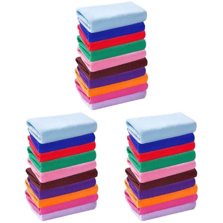 30 kpl / paketti Mikrokuitu Käsipyyhkeet Pesulaput Sekalaisia Värejä Nopea Kuivaus Puhdistusliinat 20x20cm (sekoitettu väri) 30 pcs