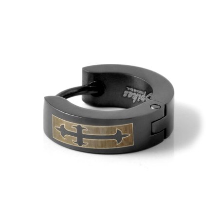 Sentio | Runt Mattsvart Korsörhänge i Kirurgiskt Stål för män - Korsörhängen