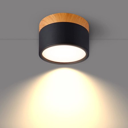 Ytmonterad takspotlight rund led svart varmvit aluminium taklampa 12w 3000k 110mm