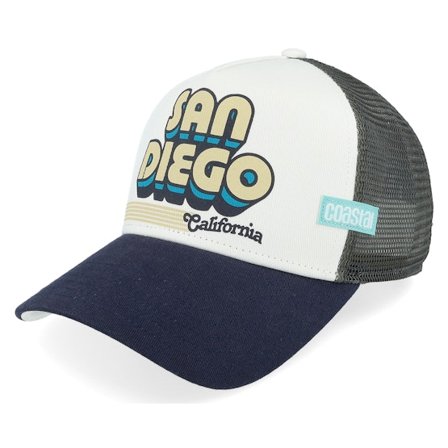 Coastal - Hft San Diego Brown/White/Navy A-Frame Trucker Trucker White Cap - @ Hatstore