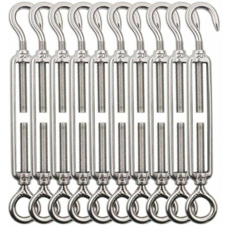 M5 Spændeskrue Krog og Øje, 10stk Rustfrit Stål Spændeskrue Wire