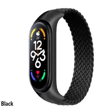 Armband för Xiaomi Mi band 6 7 Rem Nylon Flätad solo loop pulseira armband Miband5 Armbandsbälte Mi band 5 4 3 6 correa Black S (150mm-160mm)