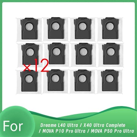 12 stk. støvposer til Dreame L40 Ultra / X40 Ultra Complete / MOVA P10 Pro Ultra / MOVA P50 Pro Ultra