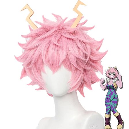 Anime Cosplay -peruukki, vaaleanpunainen peruukki, lyhyt suora synteettinen peruukki, Hallowee