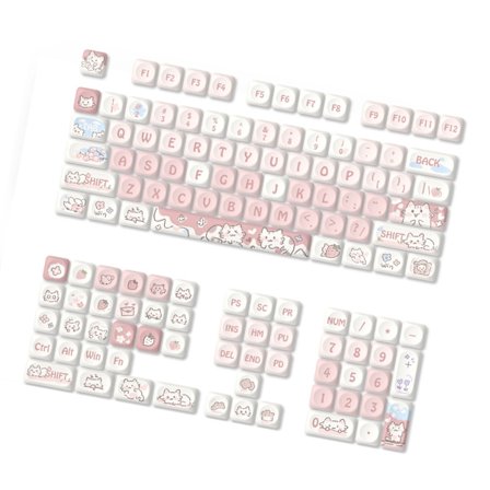 PBT Keycaps Set 132 Tangenter MOA Höjd Värmesublimerad Färgglad Jordgubbskattunge