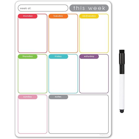 Tms A4 Magnetic Weekly Planner, Torrtorka kylskåpskalender Whiteboard för att organisera dagliga uppgifter, måltidsplanering eller affärsplaner på 