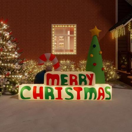 Vidaxl Uppblåsbar Merry Christmas Dekoration Med Leds 197 Cm Flerfärgsdesign