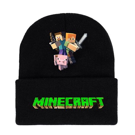 Minecraft Spilltrykket Strikket Lue Barn Gutter Jenter Trendy Klassisk Vinter Ullvarm Skilue Opprullbar Gave (FMY)