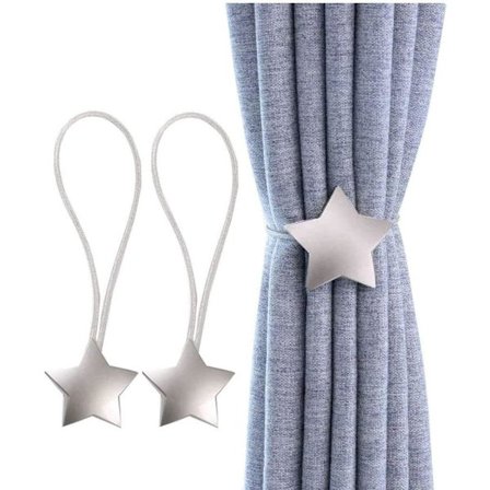 Set med 2 magnetiska gardinuppsättningar i metall med magnet för hemmet