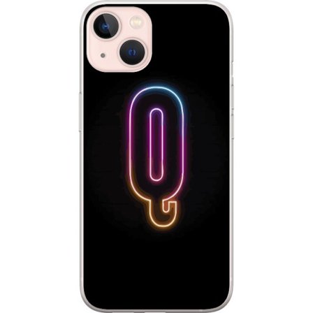Kompatibelt Mobildeksel til Apple Apple iPhone 13 Minimalistisk neonbokstav Q i skinnende farger mot mørk bakgrunn
