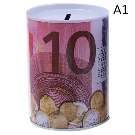 Euro Dollar Penge Sikker Cylinder Sparegris Bank For Mønter