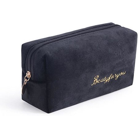 Kosmetiikkalaukku Matka Meikkilaukku Järjestäjä Sametti Toilettilaukku Pyykkipussi Kotelo tai Lompakko Penaali Vetoketjulla Kannettava Pestävä Musta