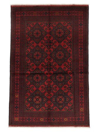 Handgeknüpft Afghan Khal Mohammadi 128X195 Wollteppich Schwarz/Dunkelrot Klein