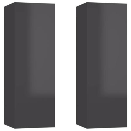 Vidaxl Tv-skåp 2 St Grå Högglans 30,5x30x90 Cm Konstruerat Trä Grå