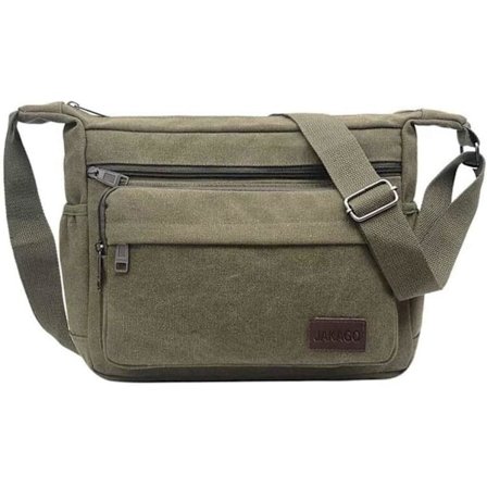 Vandtæt Messenger Skuldertaske 13 Tommer, Multi Lommer Lærred Crossbody Taske til Mænd, Casual Letvægts Taske til Udendørs Fiskeri Camping