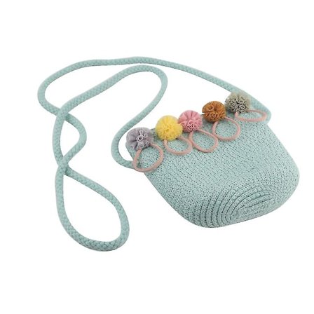 Jente Sommer Halmvevd Veske Mote Strandhatt Barn Utendørs Reise Oppbevaringsveske (Lysegrønn)