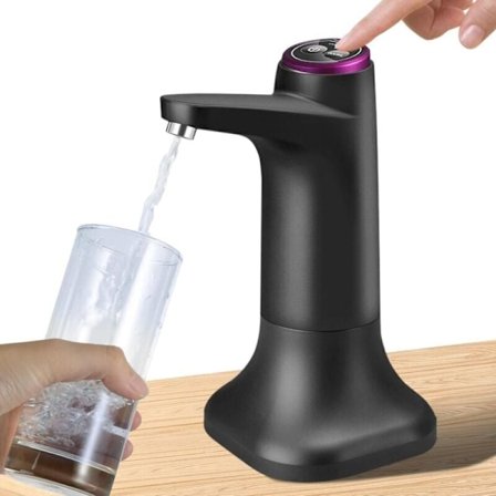 Kaksikäyttöinen sähköinen vesiautomaatti jalustalla, automaattinen juomavesipullopumppu USB:llä, universaali retkeilyyn, toimistoon, kotiin (musta)