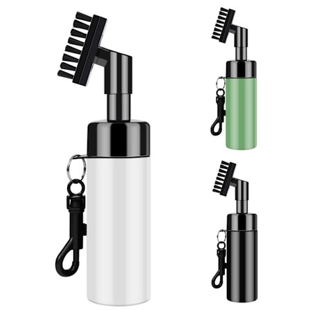 Golfklubbsborste med spårrengörare, inbyggd vattenspruta och krok, spårrengöringsborste för golfklubbor, våt rengöring, present till män (Vit 1)