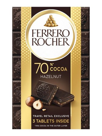 Ferrero RocherRocher 70% dark chocolate tablet with hazelnut filling and hazelnut pieces 0.27kg