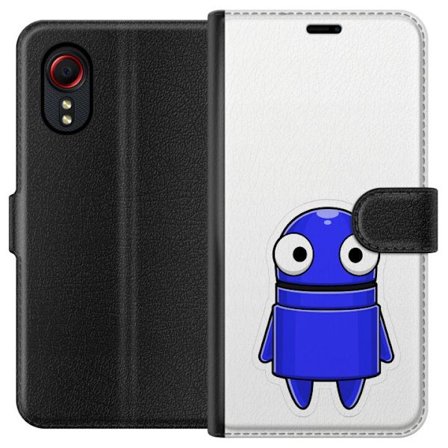 Kompatibel Tegnebogsetui til Samsung Samsung Galaxy Xcover 5 Blå tegnet karakter med store øjne og et venligt udtryk i minimalistisk design