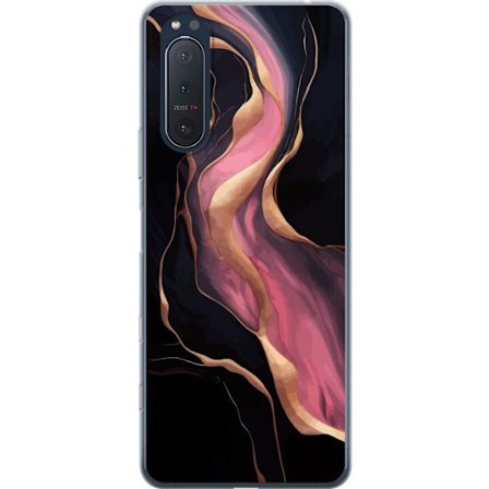 Kompatibelt Mobilskal till Sony Xperia 5 II Svarta marmervågor