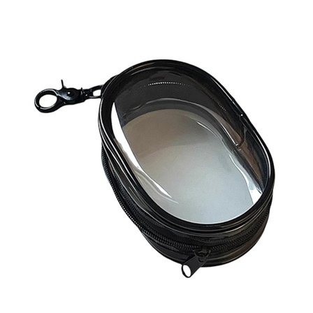 Gjennomsiktig kabeloppbevaringspose med låsekrok, klar datakabeloppbevaringspose med glidelås, (svart), rund 6,5*3,6*10,5 cm