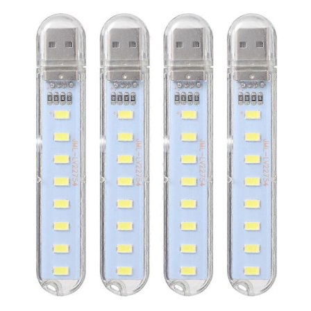 4 kpl LED-yövalo 8-LED luova minipöytävalaisin lukulamppulisävaruste