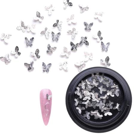 Nageldekoration Silver Alloy Mini Fjäril 3d