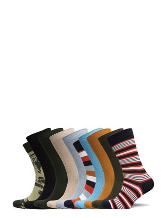 10-Pack Classic Socks - Gots/Vegan Patterned Knowledge Cotton Apparel