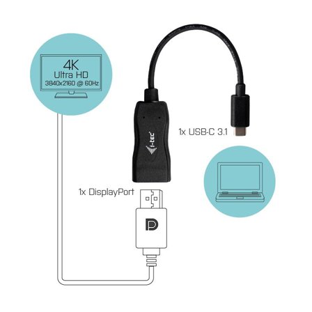 I-TEC USB-C Display Port Adapter - ekstern videoadapter - svart