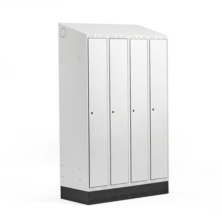 Kleiderspind CLASSIC mit Sockel, 4 Module, 2050 x 1200 x 550 mm, blau