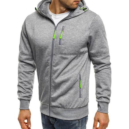 Herr Fleece Hoodie Varm Huvtröja Jacka Kappa Sweatshirt Tröja Grå_Julklapp
