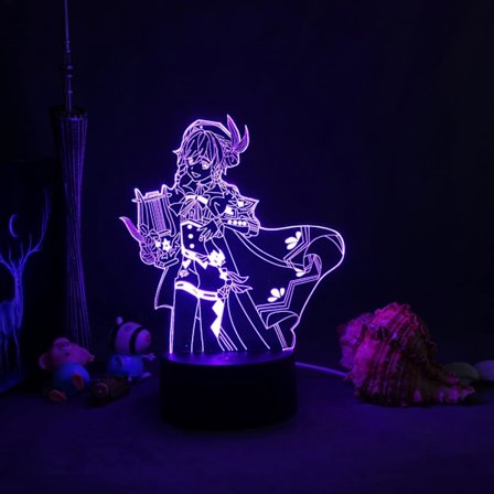 Genshin Impact 3D Illuusiolamppu Yövalo Pelivalo Makuuhuoneen Sisustukseen LED-valo Yöpöydän Valot Lastenlahja