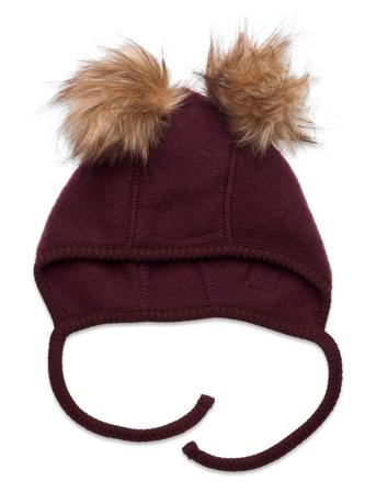 Wool Beanie W. Pom Pom Burgundy Mikk-Line