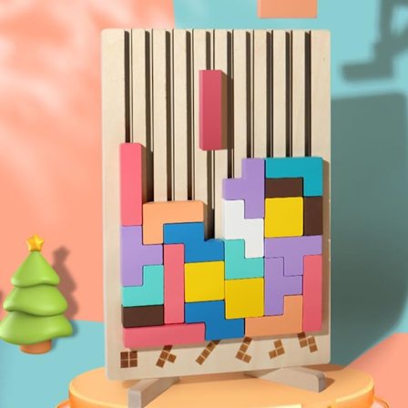 Puupalikkapeli Aivojumppa Taaperoille Tangram Älypeli Värikäs 3D Rakennuspalikkapeli