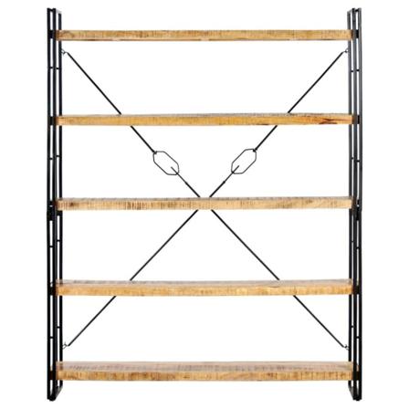 Vidaxl Bokhylla Med 5 Hyllor 140x30x180 Cm Massivt Mangoträ Brun