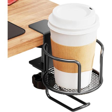 Roiskeenkestävä mukiteline pöytä-/työpöytäkiinnikkeellä - Säädettävä rautainen juomateline toimistotuoliin, työpöytään ja autoon, helppo asentaa 