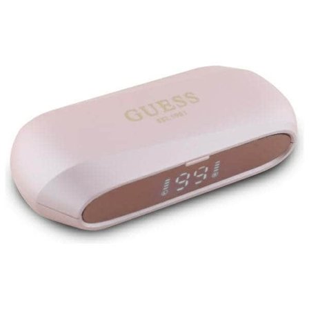 Guess Avlange Bluetooth TWS-hodetelefoner med metalltrykk og logo + dokkingstasjon - rosa